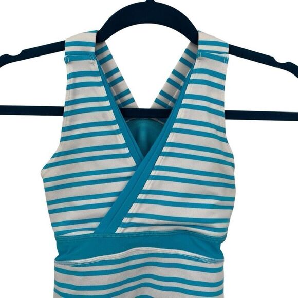 Lululemon Deep V Athletic Tank Twin Stripe Spry Blue / Spry Blue - Picture 2 of 8